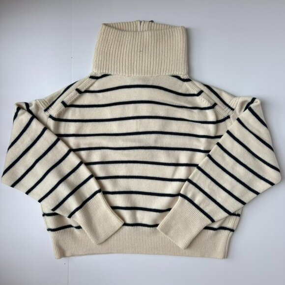 La Ligne Bastien Merino Wool Striped Quarter Zip Sweater Small - Picture 5 of 5